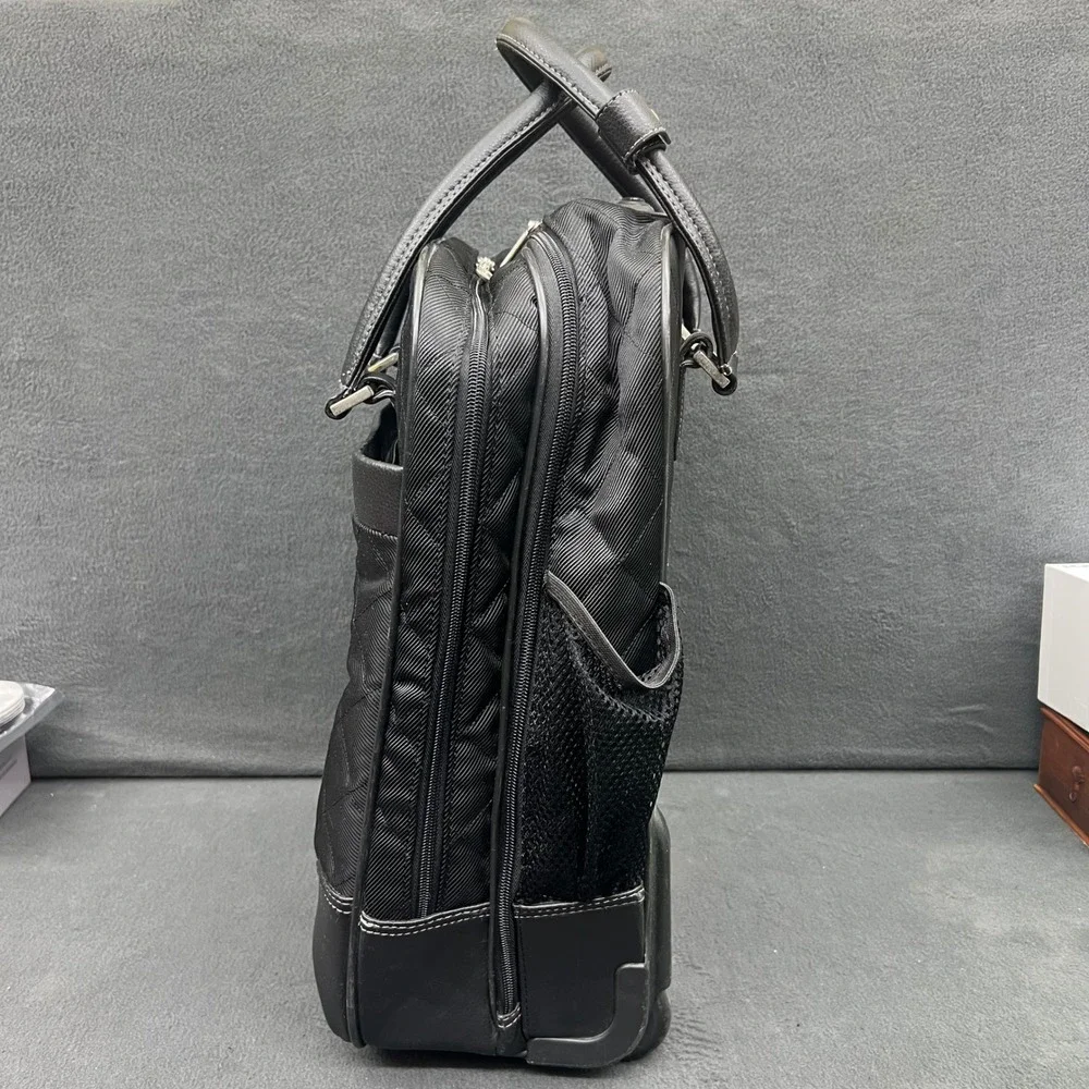 Bugatti Rolling Carry On Briefcase Laptop Travel Quilted Black